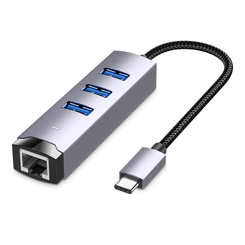 USB C Gigabit Ethernet Adaptor Type C To RJ45 Converter With Ethernet 4 in 1 Hub
